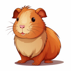 A cute cartoon guinea pig with a shiny coat sits happily on a light-colored surface