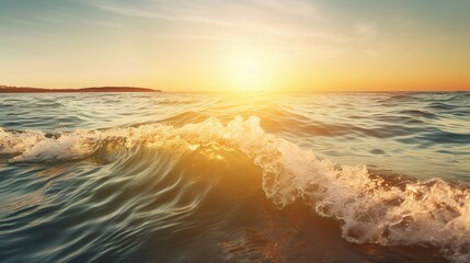 Fototapeta premium Serene Sunset Over Gentle Ocean Waves