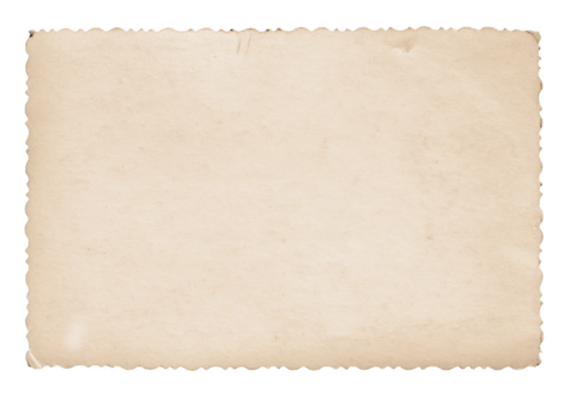 Vintage empty photo paper with dust and torn edges on transparent background