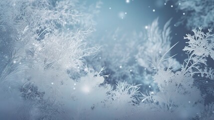Obraz premium Frosty Winter Background with Textures and Snowflakes