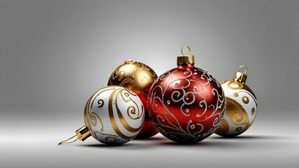 christmas balls on white