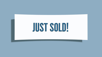Just sold. A card isolated on blue background.