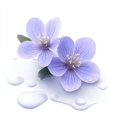 Dew-Kissed Purple Flowers with Delicate Petals and Fresh Water Droplets