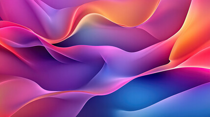 Obraz premium 3D render of a colorful abstract background with waves and curves, featuring a color palette of purple, blue, pink, orange, and red