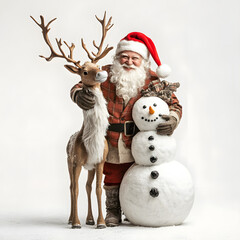 Joyful Christmas and New Year Collection: Santa, Festive Animals, Whimsical Decorations, Cozy Holiday Scenes, and Playful Winter Elements on White Background