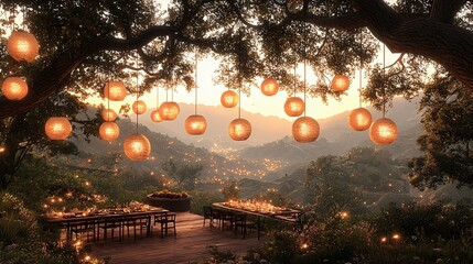Romantic Dinner Under the Stars with a Mountain View