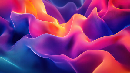 Obraz premium 3D render of a colorful abstract background with waves and curves, featuring a color palette of purple, blue, pink, orange, and red