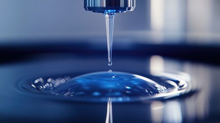 Precision microdroplet deposition in action, showcasing breakthroughs in nanotech and advanced material research.