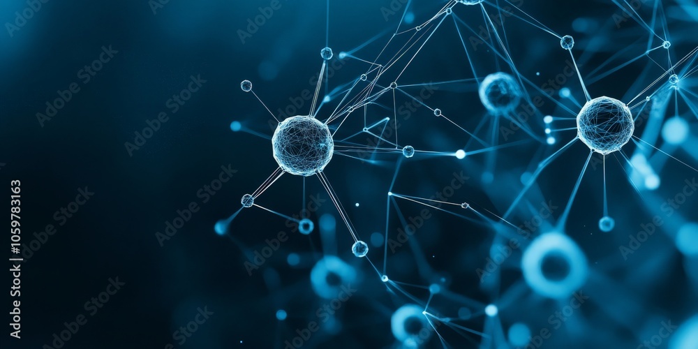 Poster this abstract visual of a neural network symbolizes the interconnectivity of modern technology, refl