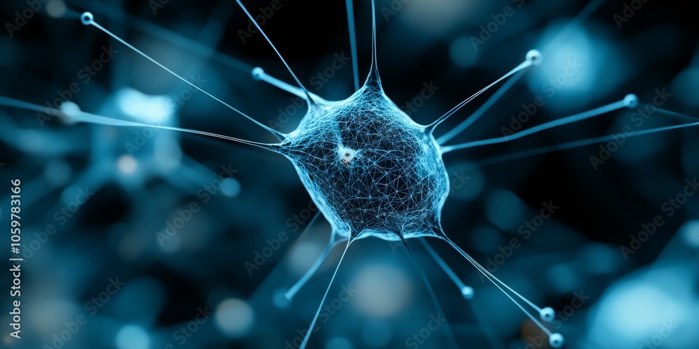 Poster a close-up depiction of neural networking, showing intricate digital pathways, represents the fusion