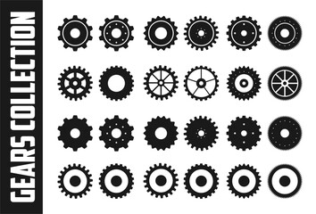 Gear icon set. Cogwheel collection in different shape. Gear wheel isolated on white background. Vector