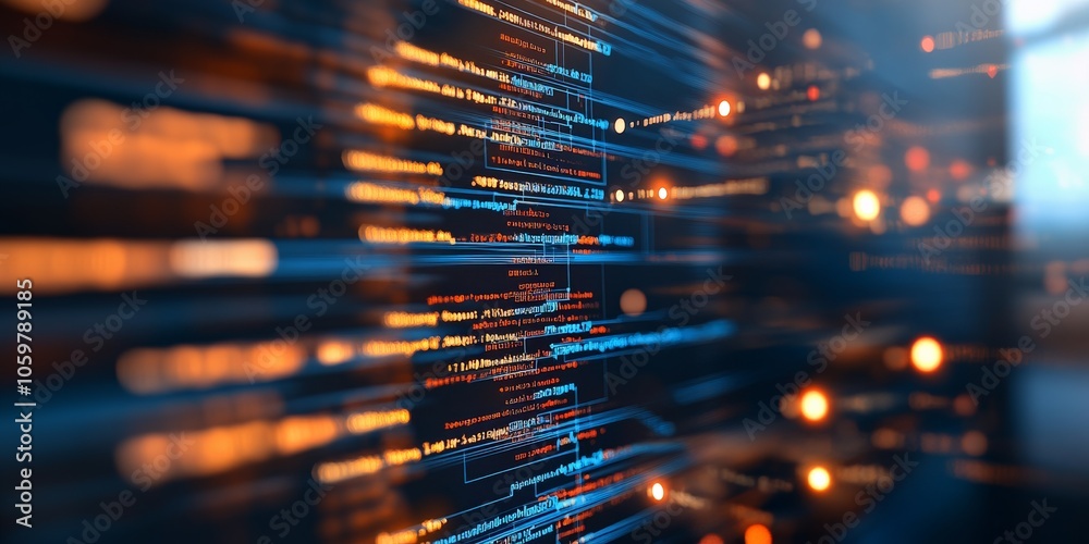 Poster a close-up of colorful programming code on a digital screen, depicting the complexity and creativity