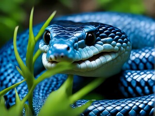 Obraz premium exotic scales, intense eyes, venomous predator in tropical jungle.