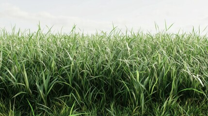 Obraz premium Lush Green Grass Field Under Light Cloudy Sky