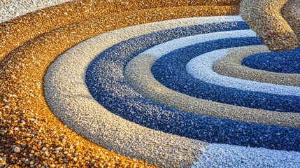 Obraz premium Colorful Patterns of Gravel and Pebbles in Circular Design