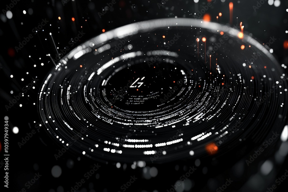 Poster image depicting a rotating circular whirlwind of network connections and glowing lights, symbolizing