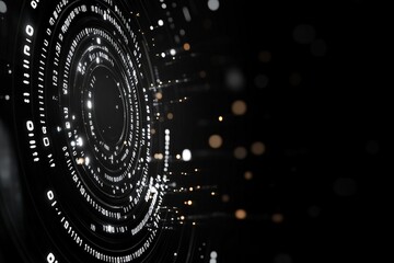 A captivating abstract digital artwork displaying a circular array of lights and data, symbolizing a modern technological and futuristic design concept.