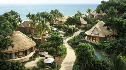 Fototapeta premium Tranquil Resort Retreat Surrounded by Nature and Sea