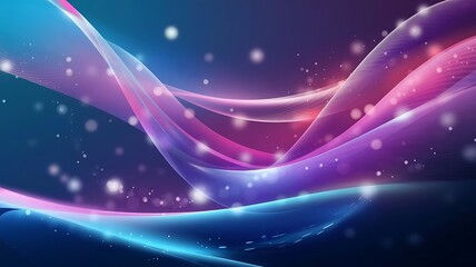 Obraz premium Vibrant Abstract Background with Flowing Waves of Gradient Colors, Blending Blue, Purple, and Pink with Bokeh Lights