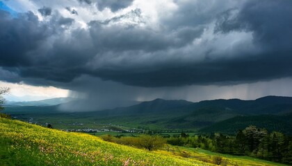 Fototapeta premium 雨が降っている風景