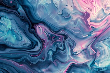 Obraz premium Abstract swirling colors in shades of blue, pink, and turquoise create a mesmerizing pattern resembling fluid art. Generative AI