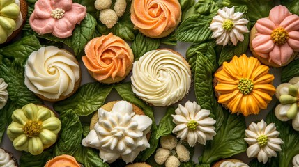 Whimsical Floral Cupcakes and Cookies Arrangement