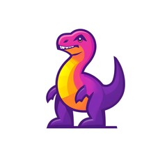Fototapeta premium Cute Purple Cartoon Dinosaur T.-Rex Prehistoric Reptile Icon Symbol