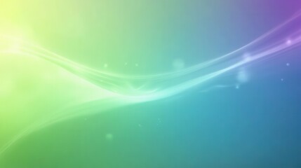 Soft gradient background that transitions smoothly from green to blue to purple, with gentle, flowing white lines and small light flares.