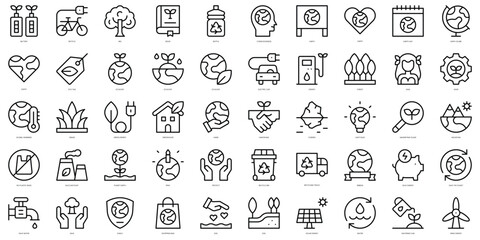 Set of simple outline mother earth day Icons. Thin line art icons pack. Vector illustration