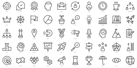 Set of thin line leadership Icons. Vector illustration