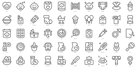 Set of thin line pregnancy Icons. Vector illustration