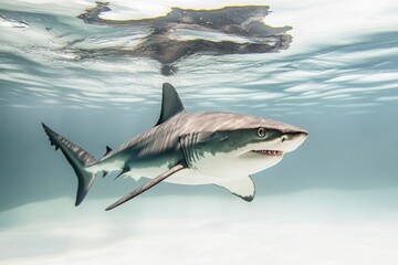 Fototapeta premium Majestic Shark Gliding Underwater
