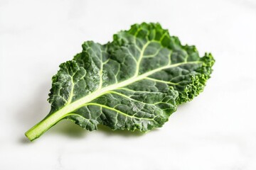 Fresh Kale Leaf on Marble Surface