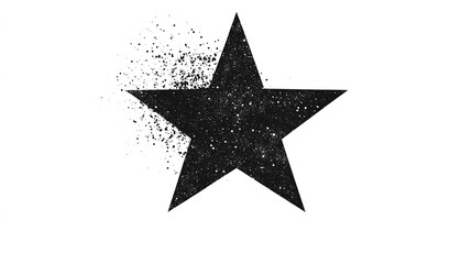 A glittering star silhouette in vector style, set against a white background, creating a sleek and radiant design with sparkling effects