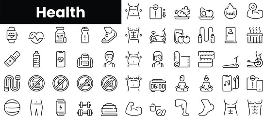 Set of outline health icons. Minimalist thin linear web icon set. vector illustration.