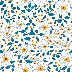 Cute Flowers Pattern with white background