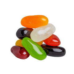 Pile of colorful jelly beans isolated on transparent background