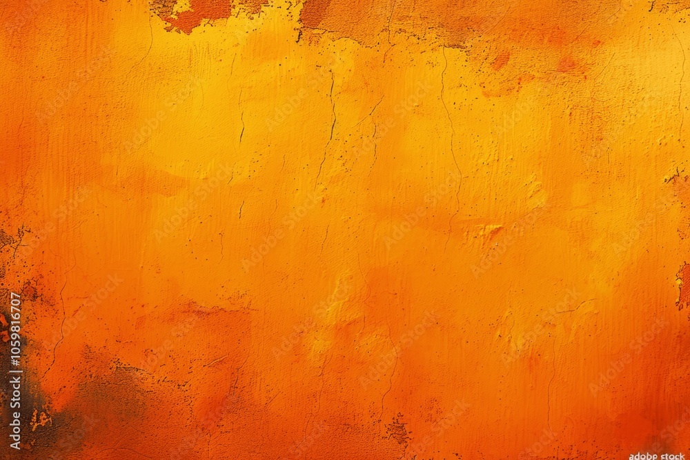Poster bright orange grunge background with plaster texture for copy space design