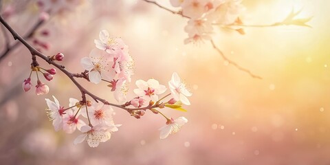 Obraz premium Delicate Blossoms Emerging in a Gentle Sunset Glow