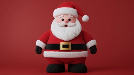 Obraz premium Smiling Santa Claus D Character Christmas Red Background