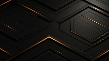 Obraz premium Black Background，Cool Background，Abstract Black and Orange Geometric Pattern for Modern and Technological Backgrounds