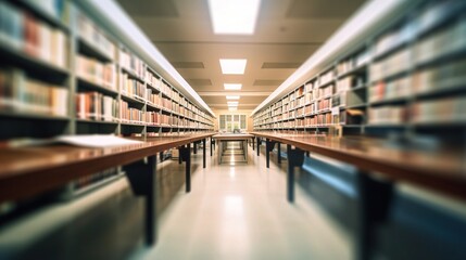 Fototapeta premium Modern Library Interior with 3D Perspective