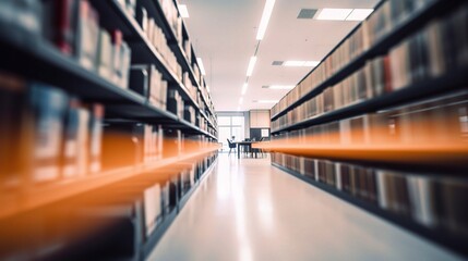Modern Library Interior with Shelves and Natural Light