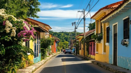 Colorful Street in a Tropical Town