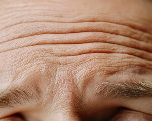 Fototapeta premium Close-up of forehead post-Botox, isolated to emphasize wrinkle-free skin