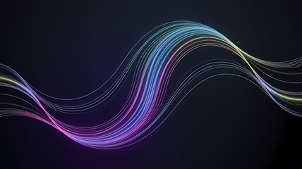 Obraz premium A dynamic, swirling illustration of neon-colored lines against a dark background.