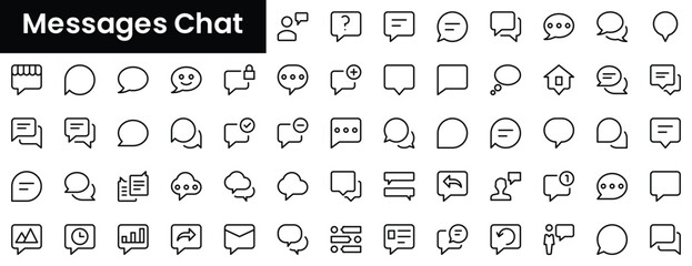 Set of outline messages chat icons. Minimalist thin linear web icon set. vector illustration.