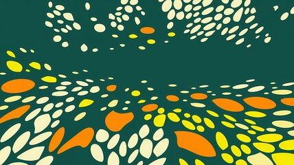 An abstract illustration of a forest floor with fallen leaves and dappled light.
