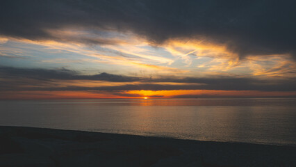 Obraz premium Beautiful sunset on black sea in Georgia dark skies