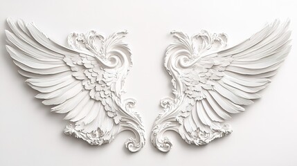 Obraz premium Elegant design featuring two graceful, wing-like forms framing the top and bottom, symbolizing a bird gliding effortlessly across a serene sky. Vintage-inspired, symmetrical motifs